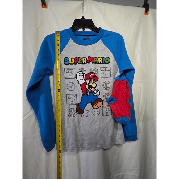 Super Mario Boys Long Sleeve Pajama Shirt Large 12/14 Nintendo Graphic - Picture 2 of 3